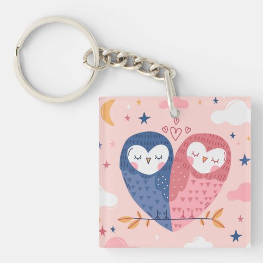 Cute Owls Sleutelhanger (Voorkant)
