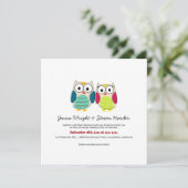 Cute Owls, Square Wedding Invitation Kaart (Staand voorkant)