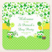 Cute Owls St Patrick's Day Party Kartonnen Onderzetters (Voorkant)