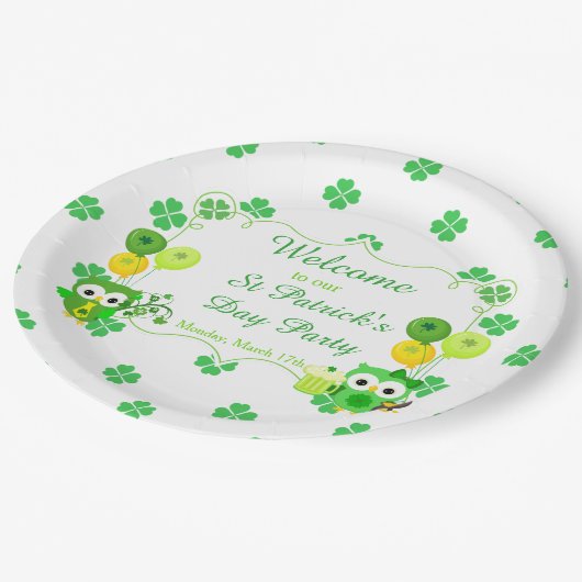 Cute Owls St Patrick's Day Party Papieren Bordje (Gekanteld)