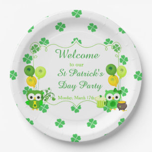 Cute Owls St Patrick's Day Party Papieren Bordje