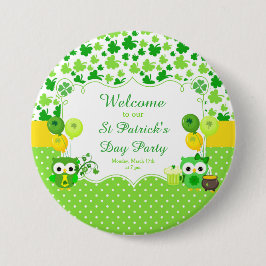 Cute Owls St Patrick's Day Party Ronde Button 7,6 Cm