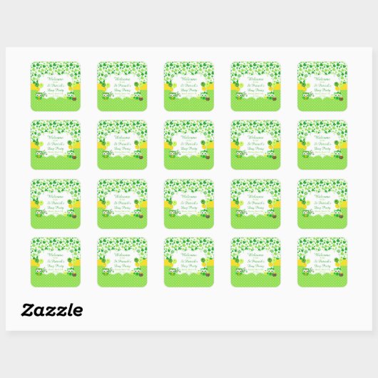 Cute Owls St Patrick's Day Party Vierkante Sticker (Vel)