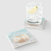 Cute Owls Stone Onderzetter (Zijkant)