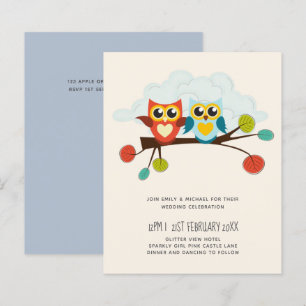 Cute OWLS Thmed Wedding Blue Sinaasappel