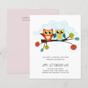 Cute OWLS Thmed Wedding Blue Sinaasappel