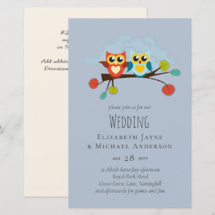 Cute OWLS Thmed Wedding Blue Sinaasappel