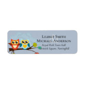 Cute OWLS Thmed Wedding Blue Sinaasappel Etiket (Voorkant)