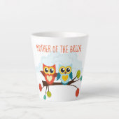 Cute OWLS Thmed Wedding Blue Sinaasappel Latte Mok (Voorkant)