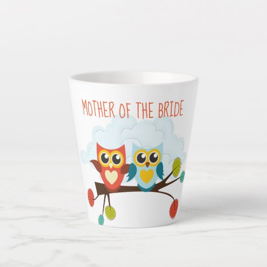 Cute OWLS Thmed Wedding Blue Sinaasappel Latte Mok (Voorkant)