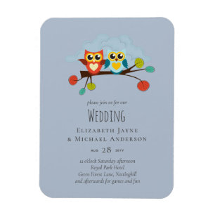 Cute OWLS Thmed Wedding Blue Sinaasappel Magneet