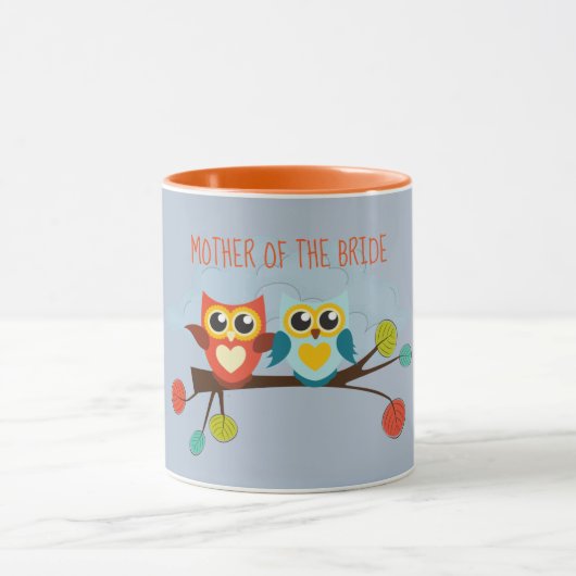 Cute OWLS Thmed Wedding Blue Sinaasappel Mok (Midden)