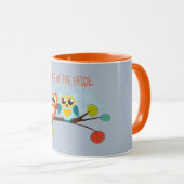 Cute OWLS Thmed Wedding Blue Sinaasappel Mok (Voorkant rechts)