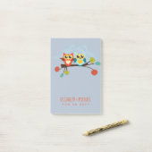 Cute OWLS Thmed Wedding Blue Sinaasappel Post-it® Notes (Op bureau)