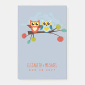 Cute OWLS Thmed Wedding Blue Sinaasappel Post-it® Notes (Voorkant)
