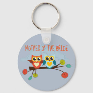 Cute OWLS Thmed Wedding Blue Sinaasappel Sleutelhanger