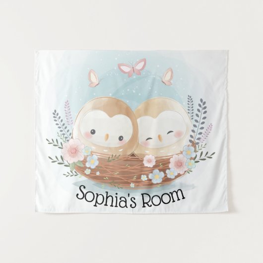 Cute Owls Wandkleed (Voorkant (horizontaal))