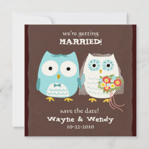 Cute Owls Wedding Bride en Groom Save the Date