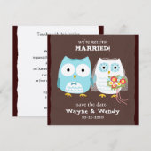 Cute Owls Wedding Bride en Groom Save the Date (Voorkant / Achterkant)