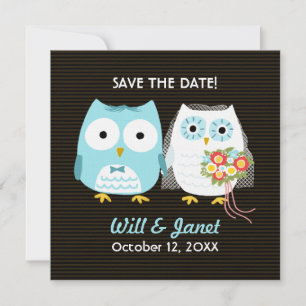 Cute Owls Wedding Bride en Groom Save the Date