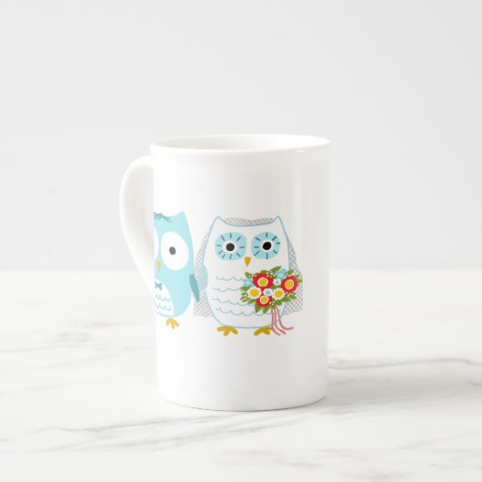 Cute Owls Wedding Pas getrouwd Couple met aangepas Porselein Kop (Links)