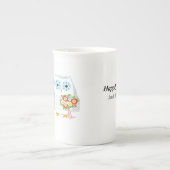 Cute Owls Wedding Pas getrouwd Couple met aangepas Porselein Kop (Voorkant)