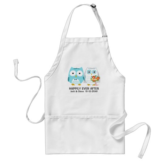 Cute Owls Wedding Pas getrouwd Couple Personalized Standaard Schort (Voorkant)