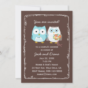 Cute Owls Wedding Shower voor Bride en Groom Kaart