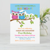 Cute Ownership on Branch Twins Birthday Party nodi Kaart (Staand voorkant)