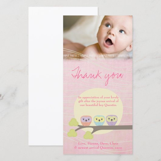 Cute Ownership Roze Baby Hartelijk dank Bedankkaart (Voorkant / Achterkant)