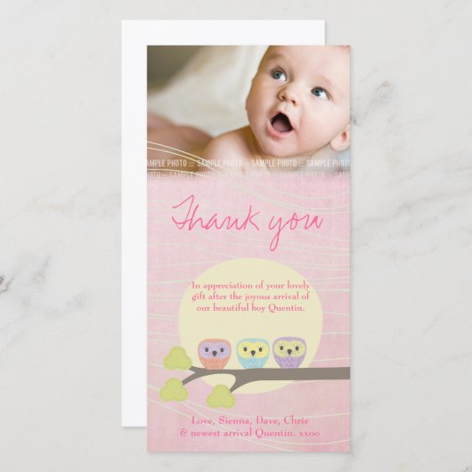 Cute Ownership Roze Baby Hartelijk dank Bedankkaart (Voorkant / Achterkant)