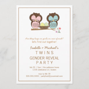 Cute Ownership Twin Baby Gender Reopenbaart partij Kaart