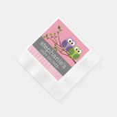 Cute Ows on Branch Baby Girl Shower Pink Servetten (Hoek)