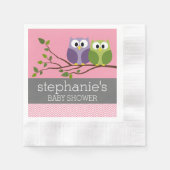 Cute Ows on Branch Baby Girl Shower Pink Servetten (Voorkant)