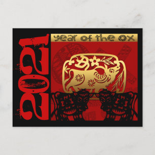 Cute Ox Chinees Jaar 2021 Zodiac Birthday HPostc Feestdagenkaart