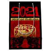 Cute Ox Chinees Jaar 2021 Zodiac Birthday MGB Medium Cadeauzakje (Achterkant)
