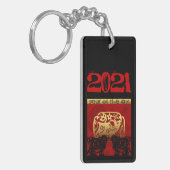 Cute Ox Chinese Year 2021 Zodiac Birthday Name K Sleutelhanger (Voorkant Links)