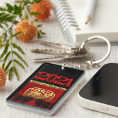 Cute Ox Chinese Year 2021 Zodiac Birthday Name K Sleutelhanger (Voorkant Rechts)