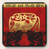 Cute Ox Chinese Year Zodiac Birthday HPC Bier Onderzetter (Voorkant)
