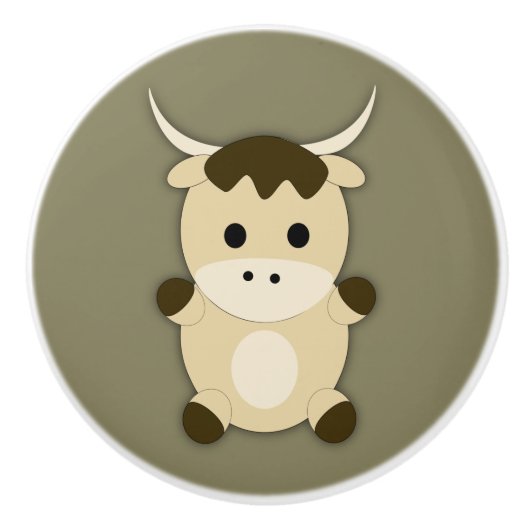 Cute Ox Keramische Knop (Voorkant)