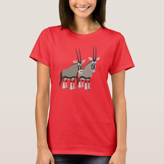 Cute Paar of Cartoon Oryxes Women T-Shirt (Voorkant)