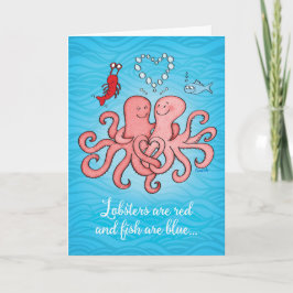 Cute Paar of Octopuses (Octopi) Valentijnsdag Feestdagen Kaart