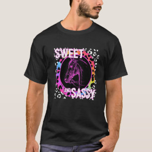 Cute Paard 90s Nostalgie Regenboog Luipaardprint T T-shirt
