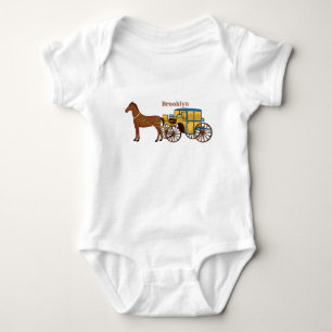 Cute paard en koninklijke koets illustratie romper