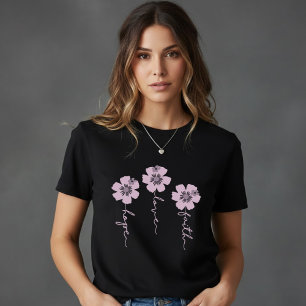 Cute Paardenbloem/Lavendel Bloem Zwarte T-Shirt