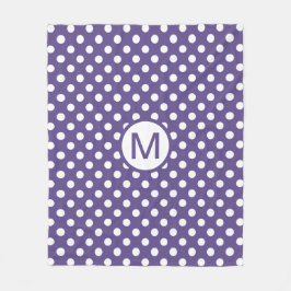 Cute Paars and White Polka Dots Monogram Fleece Deken