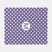 Cute Paars and White Polka Dots Monogram Fleece Deken (Voorkant (Horizontaal))