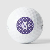 Cute Paars and White Polka Dots Monogram Golfballen (Voorkant)