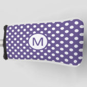 Cute Paars and White Polka Dots Monogram Golfheadcover (Voorkant)