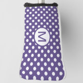 Cute Paars and White Polka Dots Monogram Golfheadcover (Draai 90)